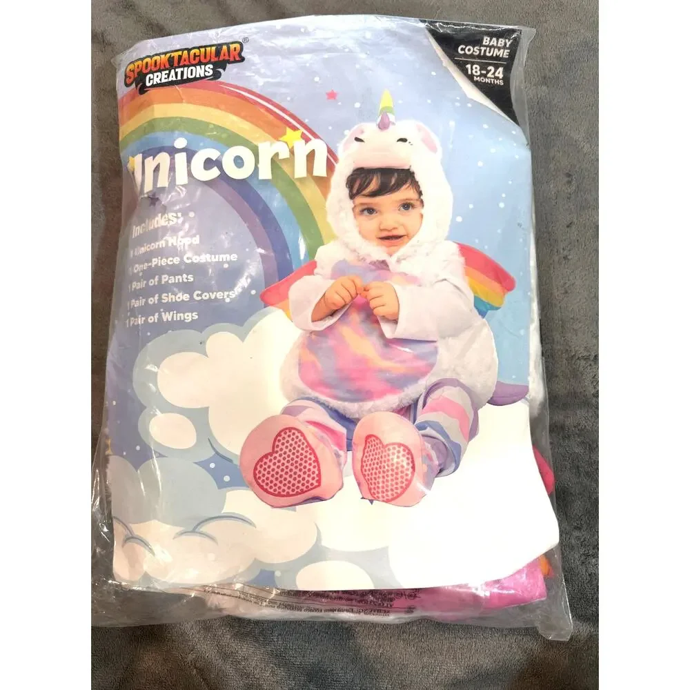 New Spooktacular Creations Halloween Girls Unicorn Costume w/ Wings 18/24mths